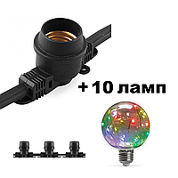 Вулична гірлянда з лампами Белтлайт CL50-8 + 10 шт. Feron LB-381 G80 230 V 1 W E27 RGB