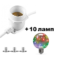 Вулична гірлянда з лампами Белтлайт CL50-8 + 10 шт. Feron LB-381 G80 230 V 1 W E27 RGB