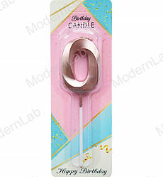 Свічки - цифри торт "0", висота - 5 см, колір - пудра металік