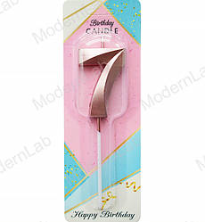 Свічки - цифри торт "7", висота - 5 см, колір - пудра металік