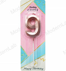 Свічки - цифри торт "9", висота - 5 см, колір - пудра металік