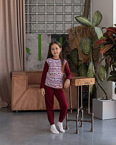 Класна піжама для дівчинки з натурального матеріалу, затишна дитяча піжама з бавовни "Олені"