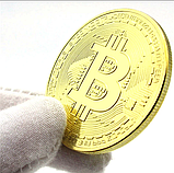 BTC Сувенірна монета Біконі Bitcoin у капсулі колір: золото, фото 3