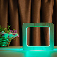 Деревянный светильник-ночник ArtEco Light "Квадрат" с пультом и регулировкой цвета (двойной RGB)