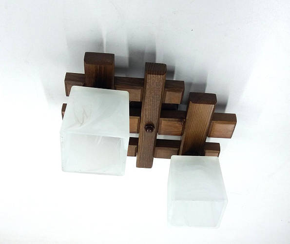 Люстра потолочная деревянная на два патрона коричневого цвета Граф мини ...