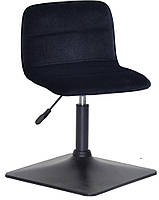 Стілець Real 4BK-Base чорний 1011 велюр на чорній квадратній опорі-нозі з регулюванням висоти сидіння, фото 5