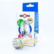 Декоративна Світлодіодна Лампа BIOM Filament G45 "Шар" 4W цоколь E27 3000К теплий білий (прозора), фото 4