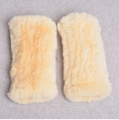 Хутряні рукавиці, рукавиці з кролика 20 см. Хутро з хутра жовтий колір, фото 1