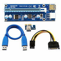 Райзер PCI-E 1X - 16X, USB 3.0 кабель 60см, питание 6 pin