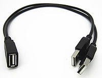 USB мама на 2 USB папа - данные и дополнительное питание, 30см