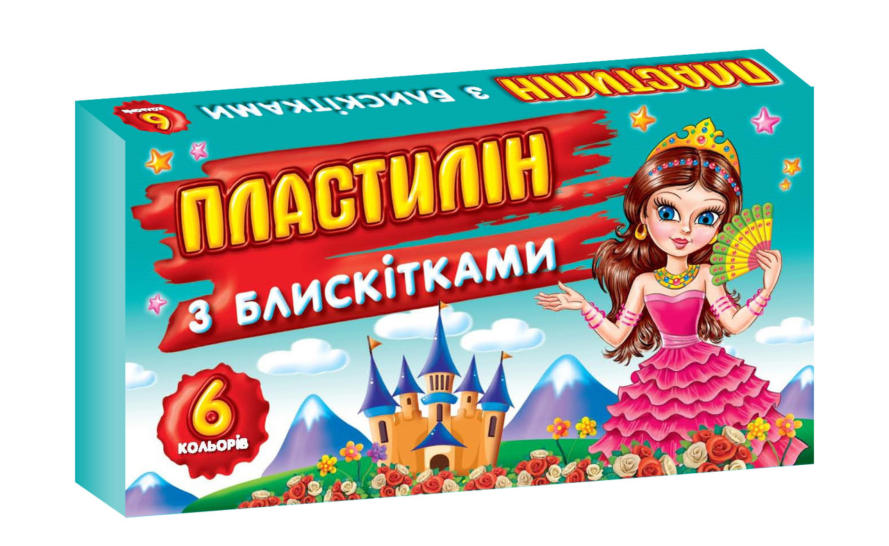 Пластилін із блискітками 6 кольорів, 90 г