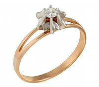 Золотое кольцо с фианитом "цветок"