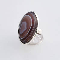 Кольцо агат серебряное ботсвана овальное натуральный камень регулируемый размер