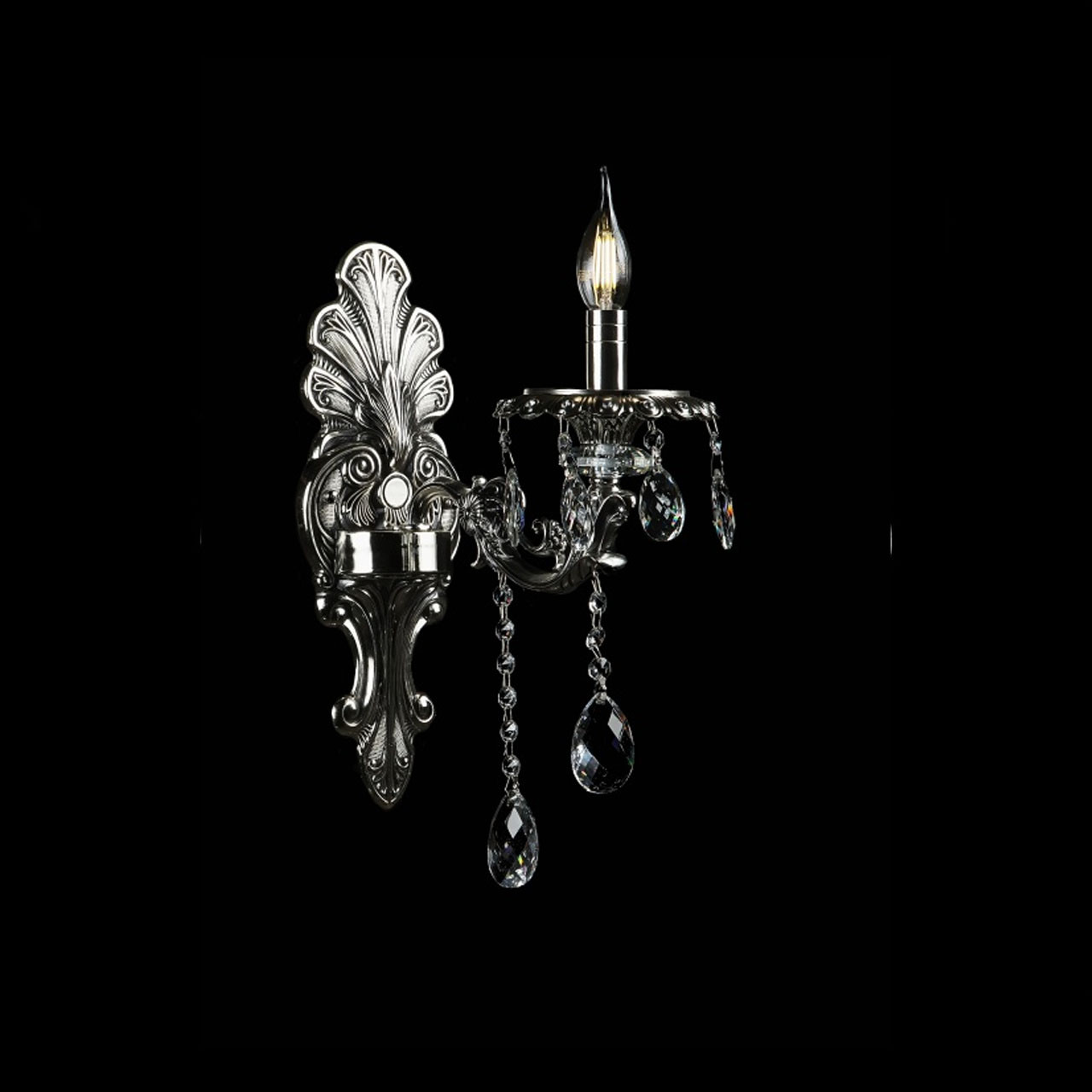 Класична бра-свічка на 1 лампу Е14 чорна зі сріблом VL-BV7118/1W (YB), фото 1