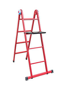 Драбина універсальна металева Господар 79-1014 (4 ступені зі столиком, h=1070-2500 мм, max 150 кг)