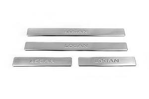 Renault Logan Хром накладки на пороги Omsa ARS Накладки на пороги Рено Логан 1