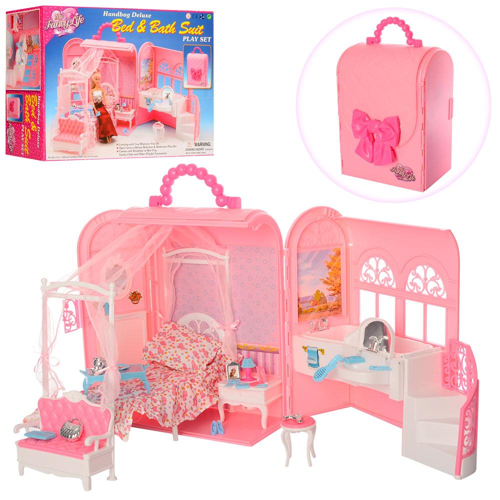 Іграшковий набір меблів Gloria "Спальня", ліжко, столик, ванна, табурет і ін
