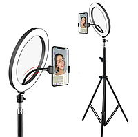 Светодиодное селфи кольцо с держателем для телефона Selfie Ring Light LL666 30 см 3 режима+ штатив