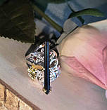 Шикарне срібне кільце із зеленим турмаліном, розмір 19, фото 7