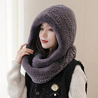 Капор снуд із хутра кролика суцільної