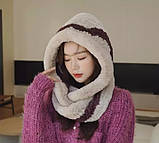 Капор снуд із хутра кролика суцільної, фото 3