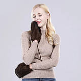 Норкові рукавиці з хутра норки коричневі, фото 3