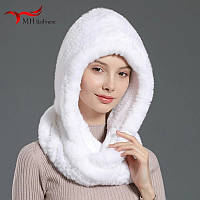 Капор снуд із хутра кролика суцільної