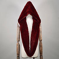 Капор снуд із хутра кролика суцільний бордовий