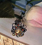 Срібне кільце з лабрадором і гранатами, розмір 18,5, фото 4