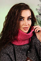 Теплый шерстяной шарф-хомут унисекс в расцветках Малиновый