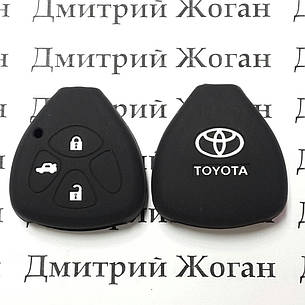 Чохол (чорний, силіконовий) для авто ключа Toyota (Тойота) 3 кнопки, фото 2