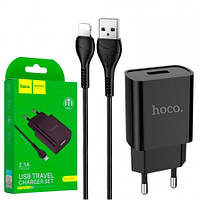 Сетевое зарядное устройство Hoco DC20A 1USB 2.1A Lightning черный