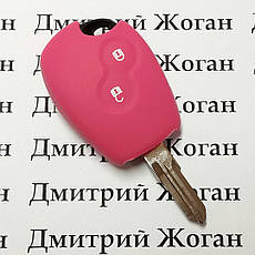 Чохол (рожевий, силіконовий) для авто ключа RENAULT (Рено) 2 кнопки, фото 2