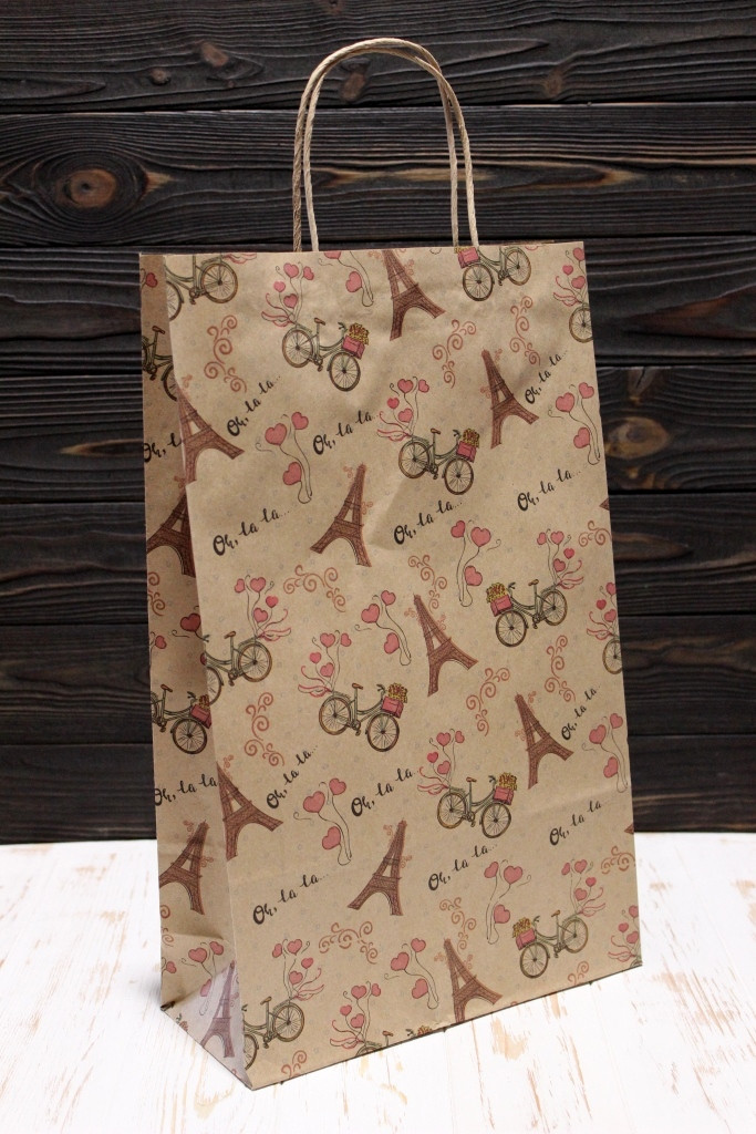Пакет подарунковий крафт Love 24*37*10см арт.ПАК-1032БР