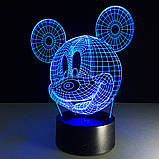 Новорічний подарунок для дітей Світильник-нічник 3D з пультом керування Мікі Маус, фото 4
