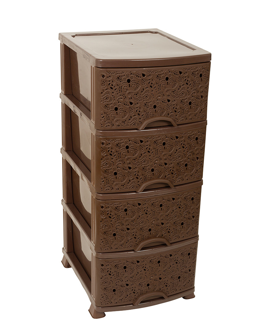 Ажурний комод коричневий Efe plastics на 4 ящики