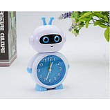 Дитячий Настільний Годинник-Будильник Робот Кібер Блакитний, фото 2