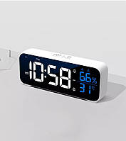 Настільний електронний годинник Mids з акумулятором, термометром та гігрометром, білий.