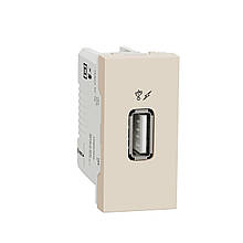 Розетка USB для заряджання 1A 1 модуль бежева Unica New NU342844