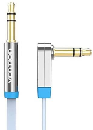 AUX аудіо кабель 3.5 мм з кутовим коннектором плоский Vention 3 м Blue/Grey (VAB-B03-S300)