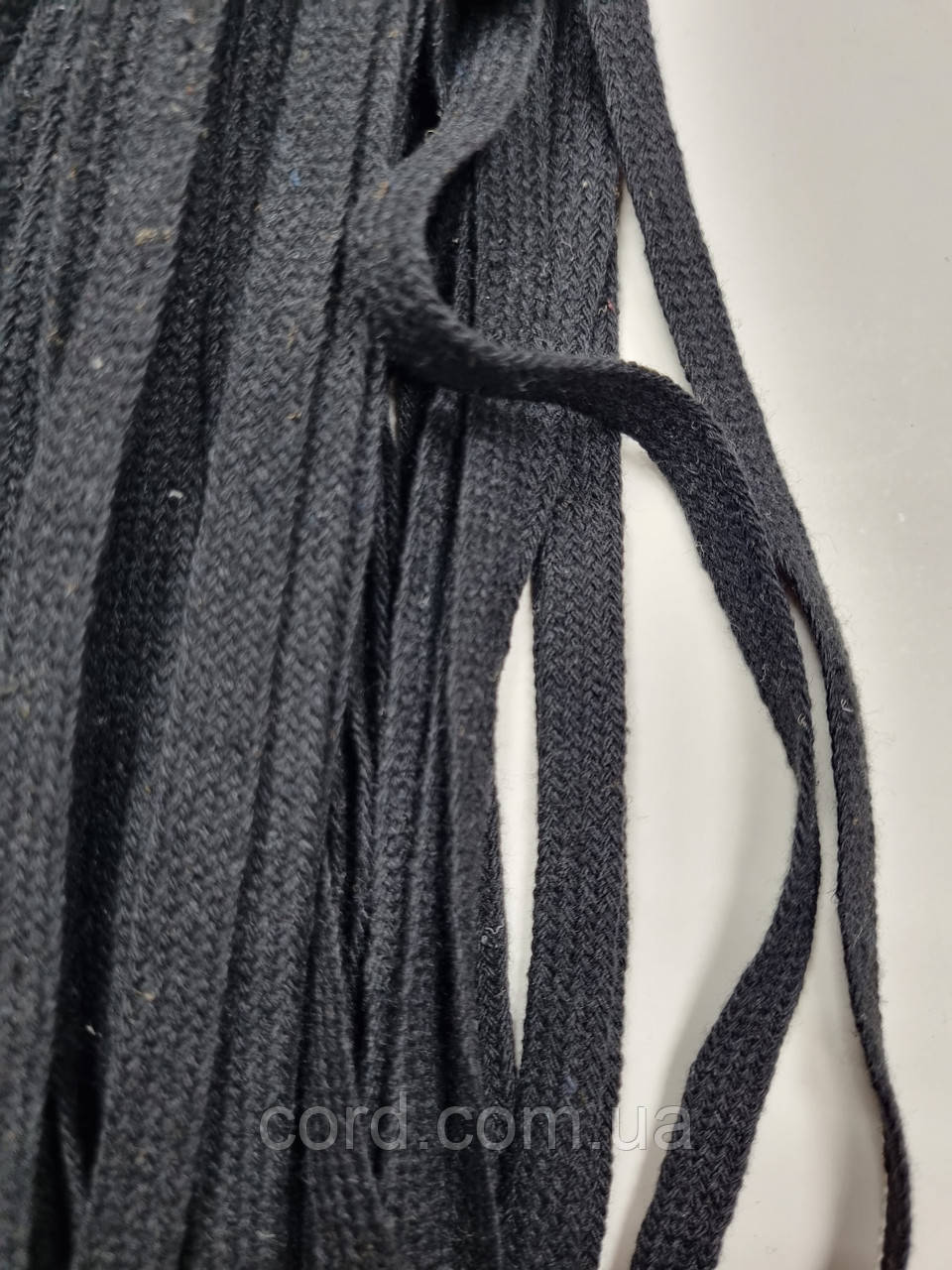 Тесьма(стрічка) шнур плоский бавовна ХБ 10мм чорний моток 100м, фото 1