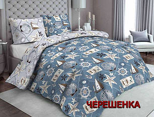 Тканина для постільної білизни Бязь "Gold" Lux GL1786 (A+B) - (50м+50м) морська тематика, фото 1