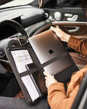 Папка-органайзер чохол - холдер для автомобільних документів від Carbag Чорна з коричневим кантом, фото 10