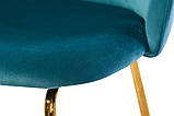 Стілець велюровий для кухні M-12-3 лазурний (блакитний) від Vetro Mebel, ноги золото, фото 5