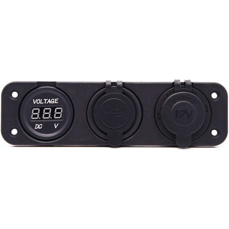 Розетка прикурювача + Розетка USB + Вольтметр, фото 1