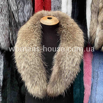 Комір із натуральної шкіри фінського єнота довжина 100 см/8 см