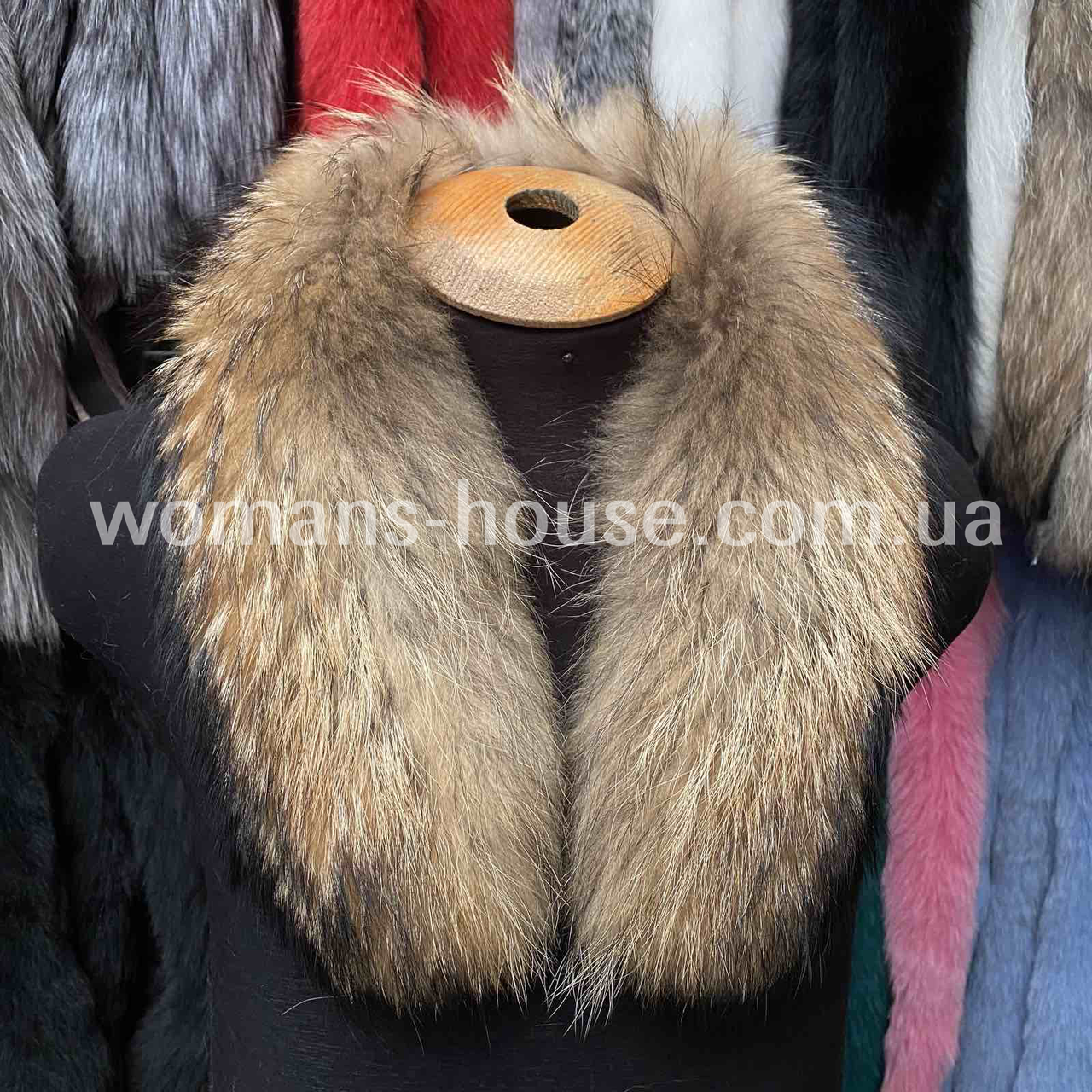 Комірова облямівка зі шкіри єнота довжина 80 см. за підкладкою 6 см., фото 1