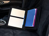 Папка-органайзер чохол - холдер для автомобільних документів від Carbag Чорна з блакитним кантом, фото 4