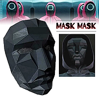 Маска распорядителя из сериала "Игра в Кальмара" черная - маска Ведущего (Босса)