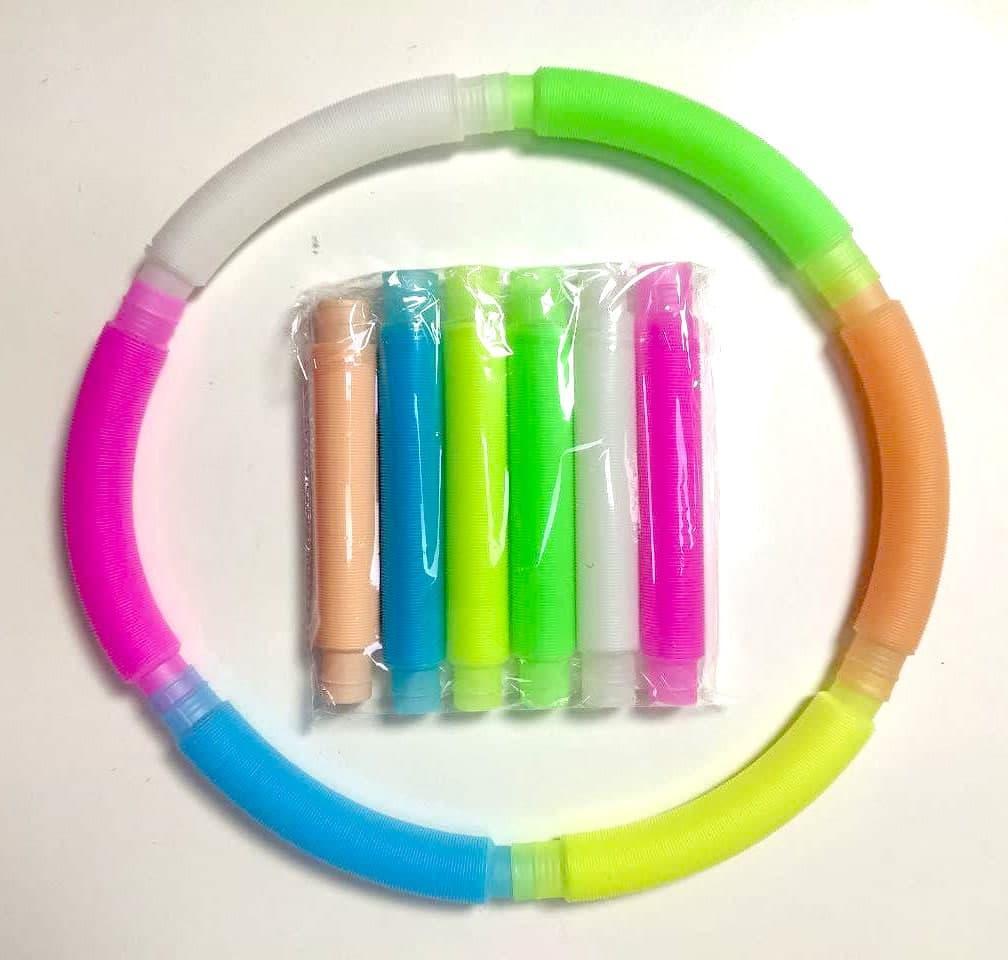 Антистрес Pop Tube Труби Світиться. Пастельні кольори. 6 штук у наборі